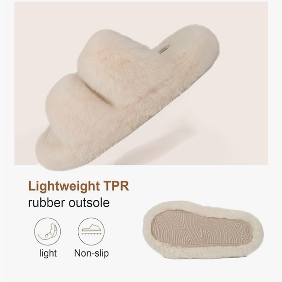 Fuzzy Cream Slippers - Picture 3 of 8